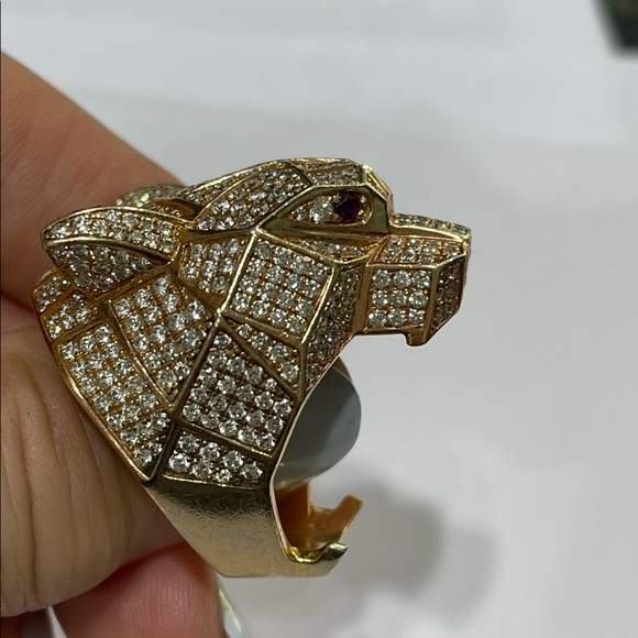 Mens diamond Panther ring in rose 14k gold. - Picture 4 of 5